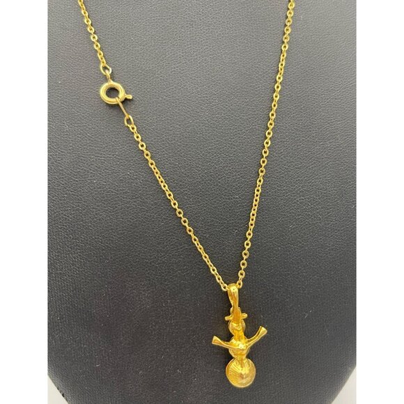 Snowman Gold Tone Clear Sparkling Rhinestones Necklace - Picture 5 of 8